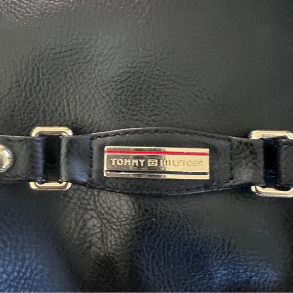 Tommy Hilfiger Black Leather Riding Boots, Gold Accents, Size 9M, Elegant Style - Picture 5 of 16